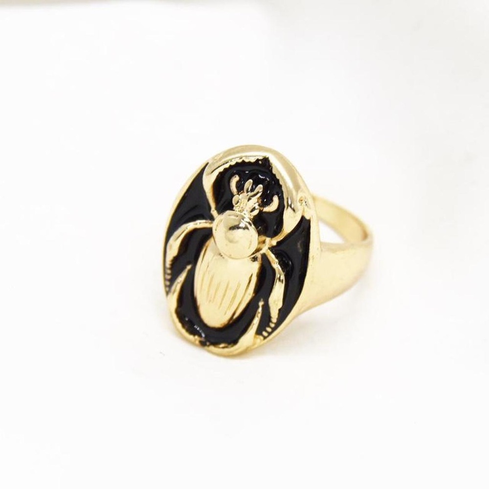 Gold Beetle Signet Ring